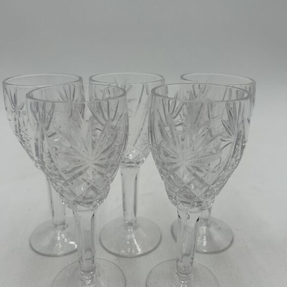 Set of 5 Cut Crystal Sherry Port Wine Glass Cordial Muscatine, Unbranded Dessert - Picture 3 of 6